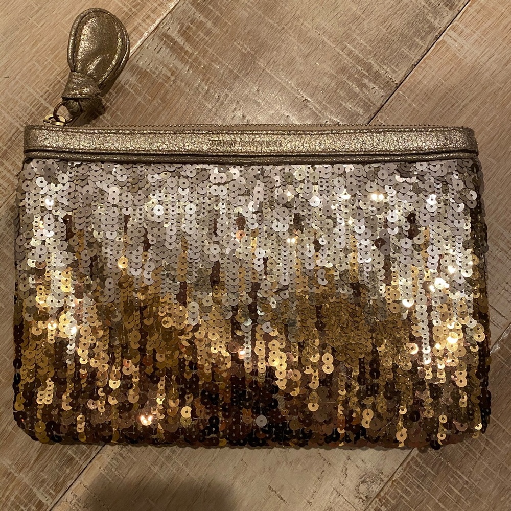 JUICY COUTURE gold sequin ombré clutch